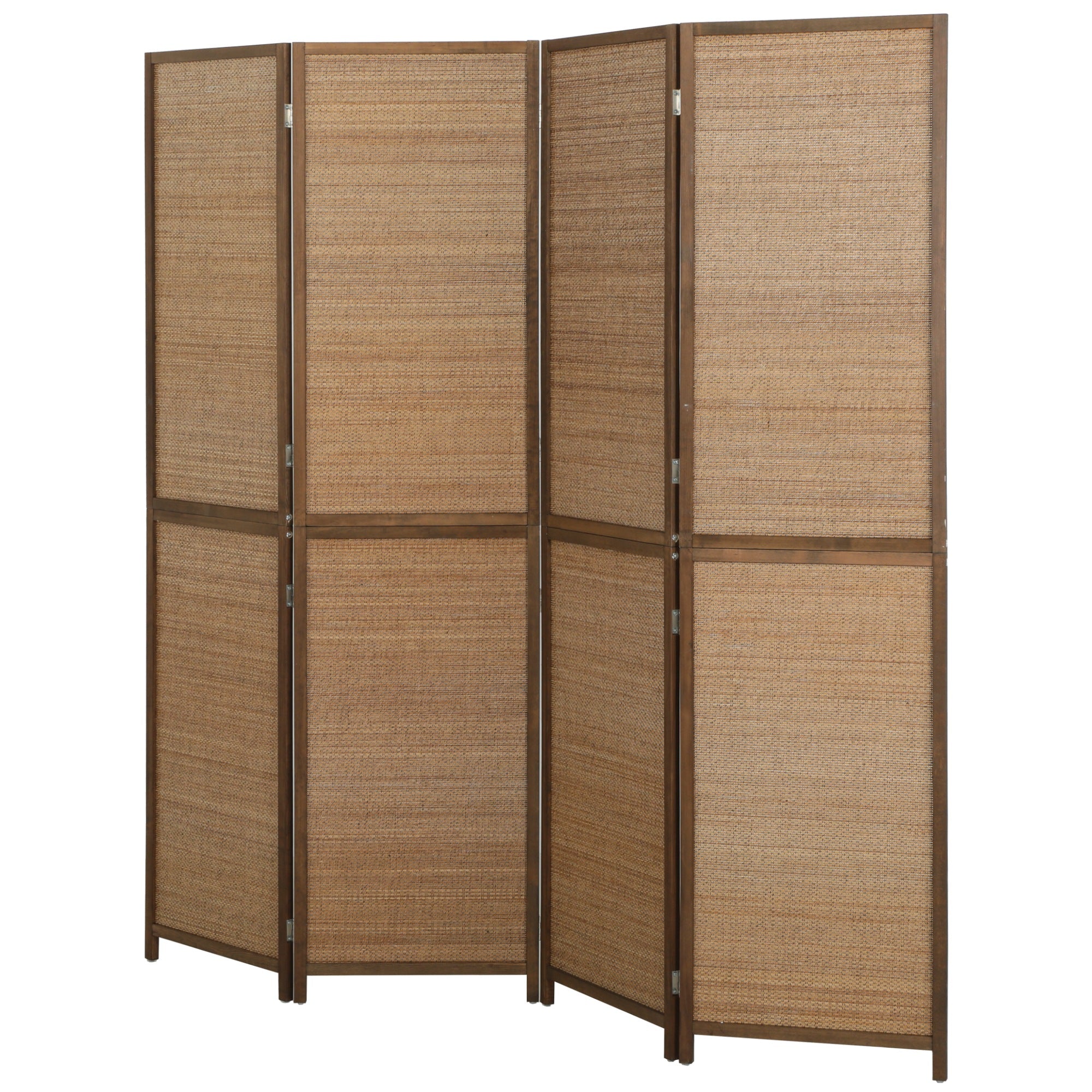 Room Divider, 4 Panel Folding Privacy Screen, 6 FT Tall Hand-Woven Bamboo Wall Partition, Brown