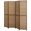 Room Divider, 4 Panel Folding Privacy Screen, 6 FT Tall Hand-Woven Bamboo Wall Partition, Brown