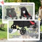 One-Click Foldable Dog Stroller for M, L Dogs, Pet Stroller, Black