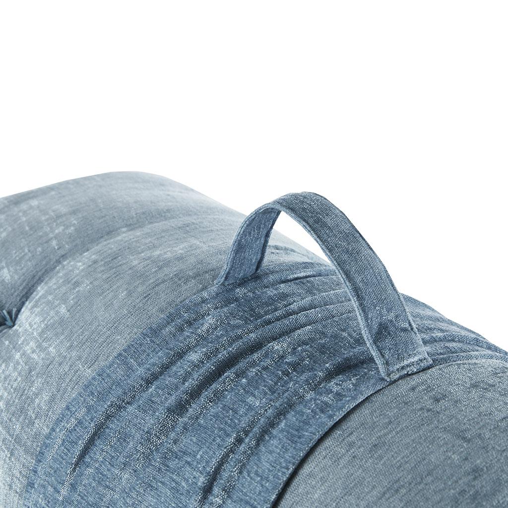 Poly Chenille Floor Pillow Cushion with Tufted Detailing, Self Travel Wrap, Lightweight Long Lounger for Relaxing, 74" L x 27" W x 3" H, Aqua