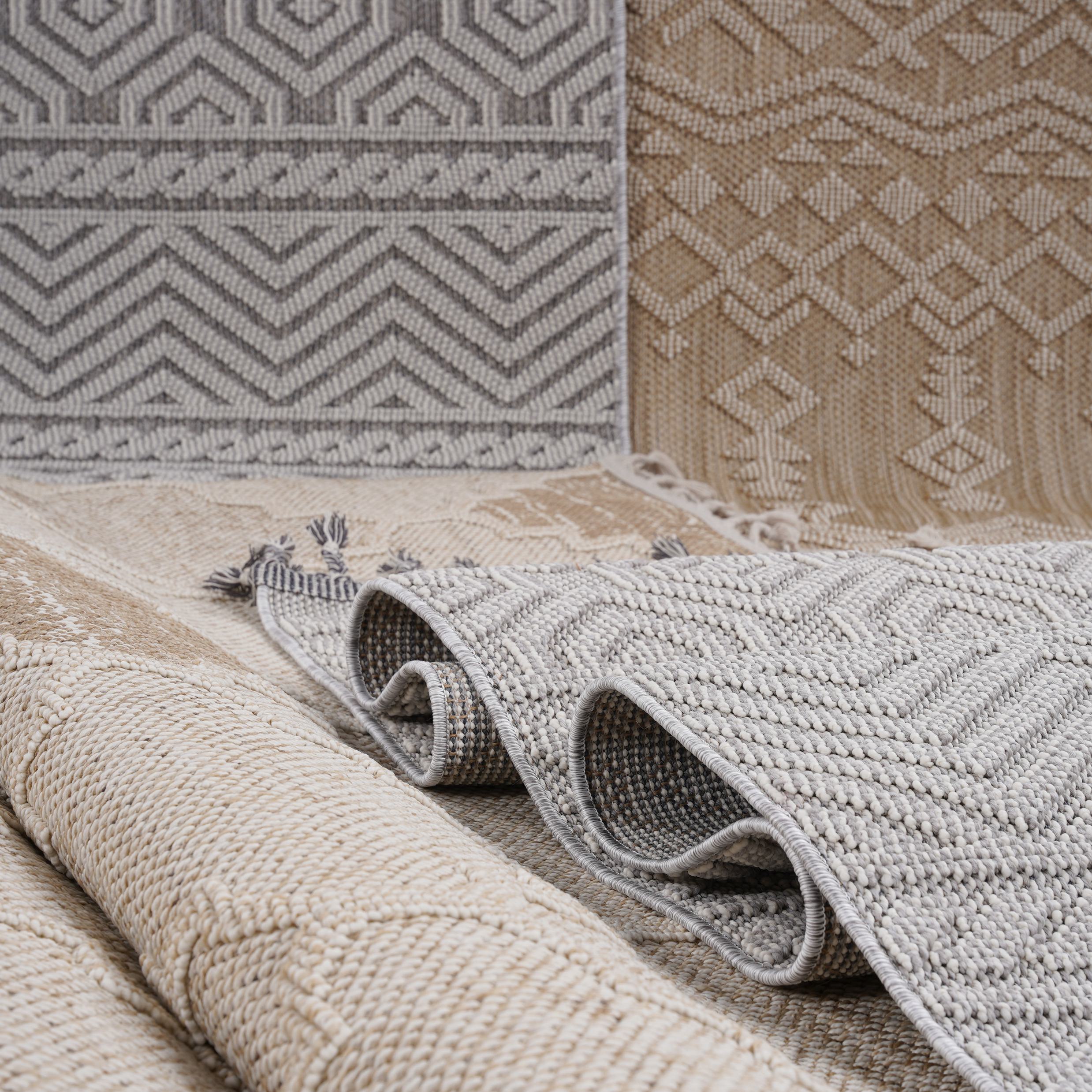 Naar 6x9 Indoor Outdoor Stain-Resistant Area Rug with Medium Pile Height, Kid and Pet-Friendly Carpet, 93" L x 79" W x 0.3" H, Cream