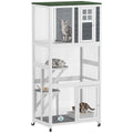 74" Wooden Catio Outdoor Cat Enclosure Weatherproof & Wheeled, Outside Cat House with High Weight Capacity, Kitten Cage Condo, White