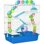 23" 5-Tier Hamster Cage with Wheel and Water Bottle, Blue