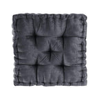 Textured Poly Chenille Square Floor Pillow Cushion with Tufted Detailing, Scalloped Edge, Hypoallergenic Polyester, 20" L x 20" W x 5" H, Charcoal