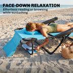 Folding Lounge Chair w/ Reclining Back, Light Blue