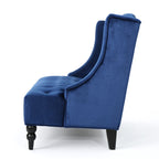 Modern Glam Loveseat Sofa with Velvet Upholstery, Wingback Design, Button-Tufted Diamond Stitch, 50.50" W x 34.00" D x 38.50" H, Navy Blue