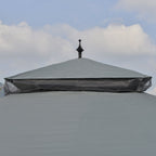 118" x 118" Steel Outdoor Patio Gazebo Canopy with Removable Mesh Curtains, Display Shelves, & Steel Frame, Gray