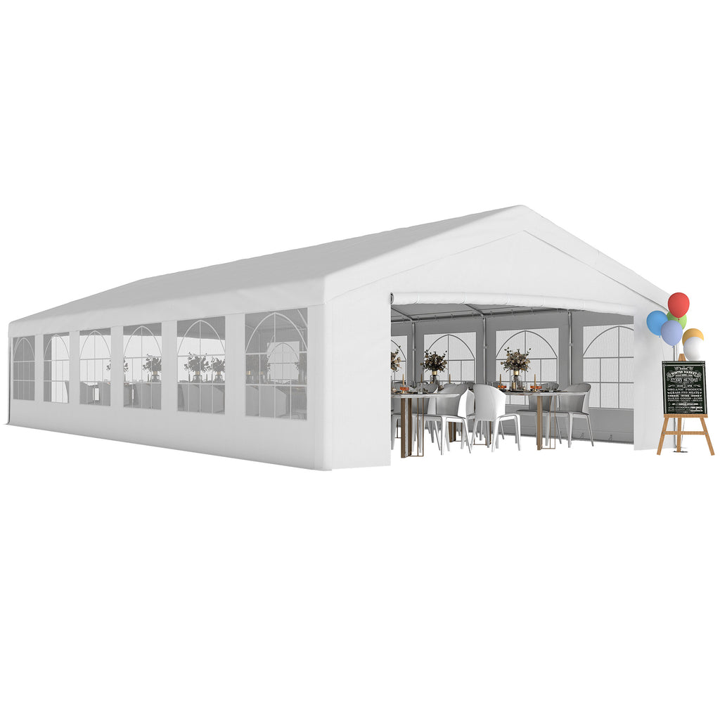 20 x 40 ft Heavy Duty Party Tent Outdoor Gazebo Wedding Tent Event Shelter Carport BBQ with Removable Sidewalls & Windows, Outside Waterproof Canopy for Parties, White