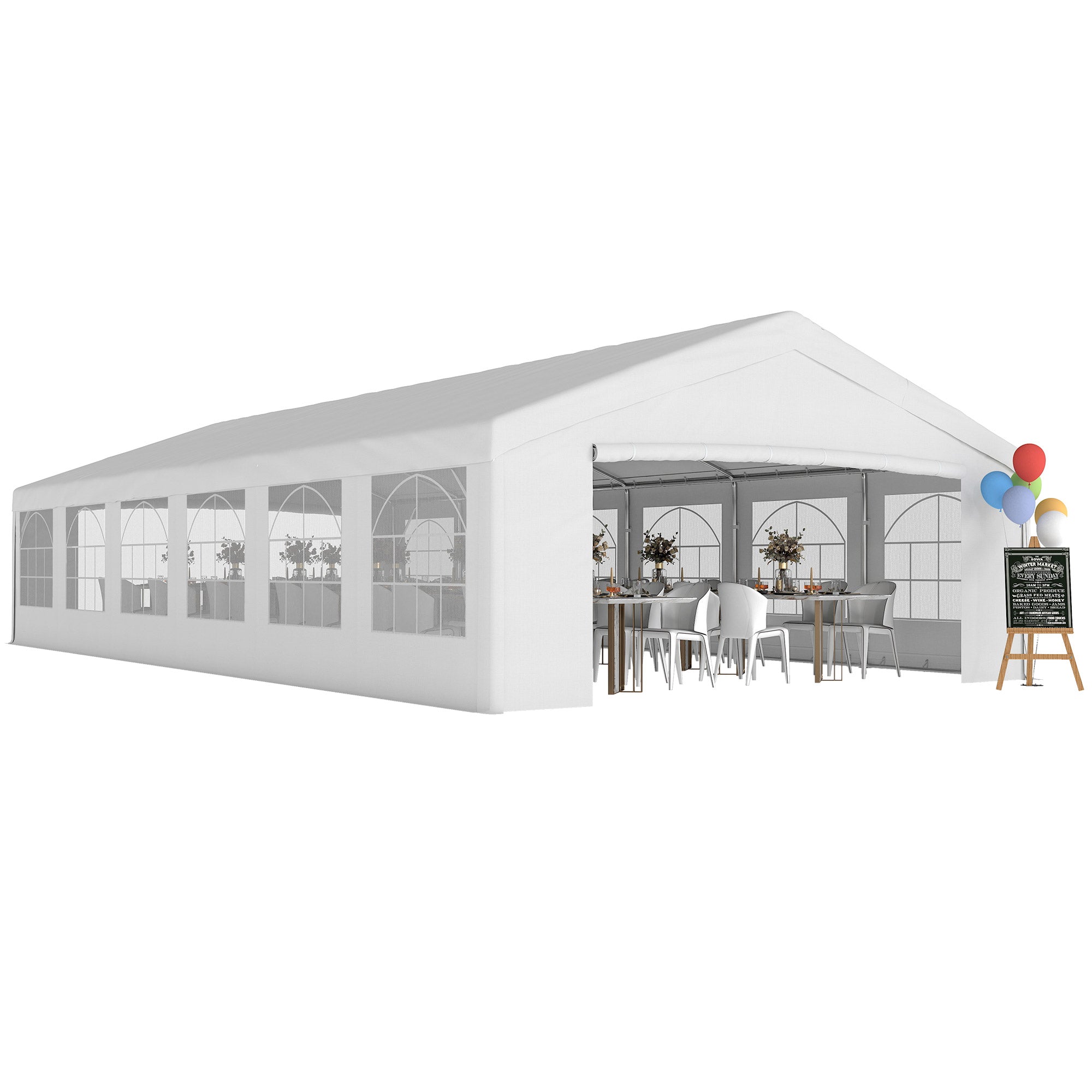 20 x 40 ft Heavy Duty Party Tent Outdoor Gazebo Wedding Tent Event Shelter Carport BBQ with Removable Sidewalls & Windows, Outside Waterproof Canopy for Parties, White