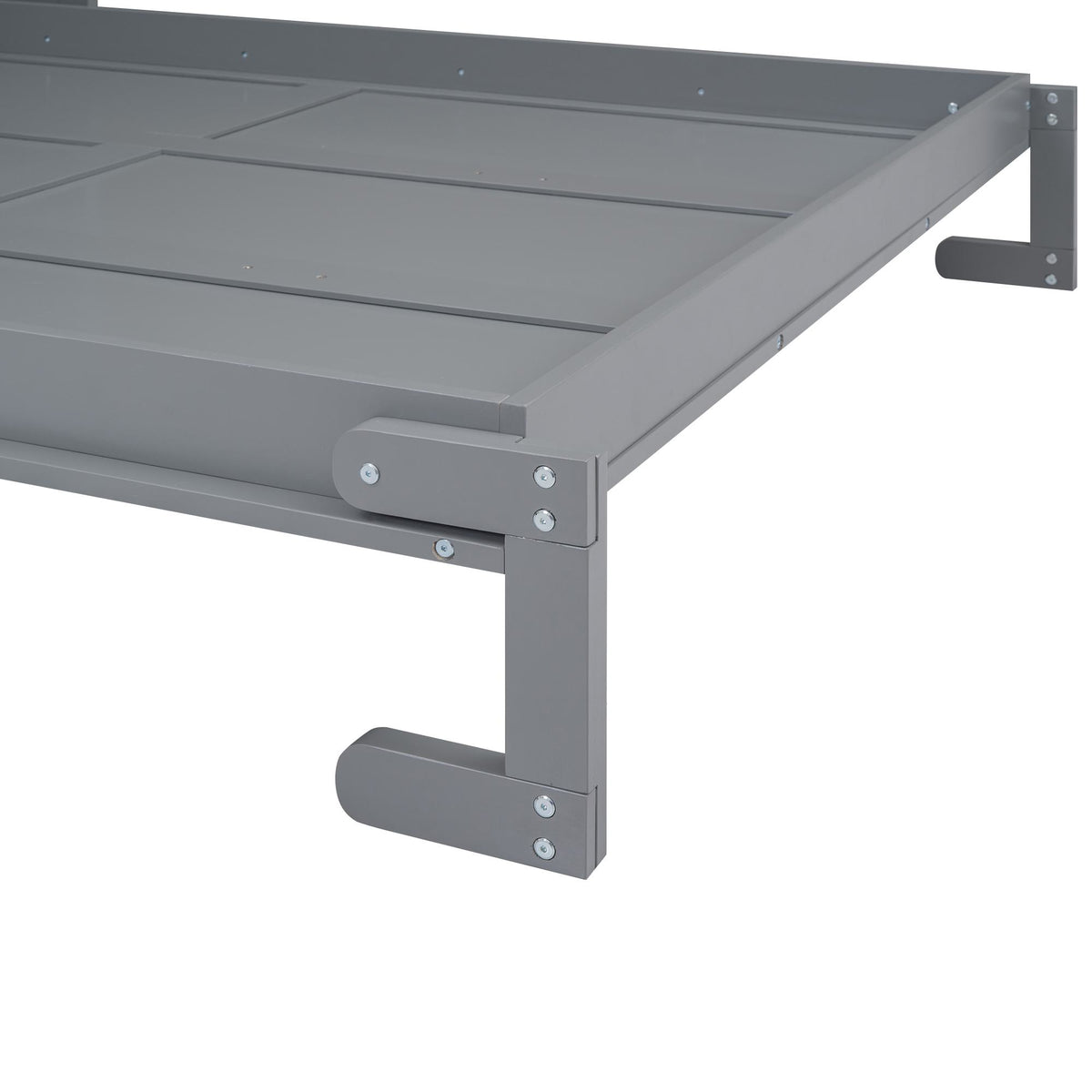 Space-Saving Design Queen Size Murphy Bed with Shelf, Solid Wood and MDF, 86" L x 69.5" W x 87" H, Gray