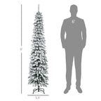 6' Tall Unlit Slim Pencil Xmas Tree, Snow Flocked Artificial Christmas Tree with Realistic Branches and 603 Tips, Green