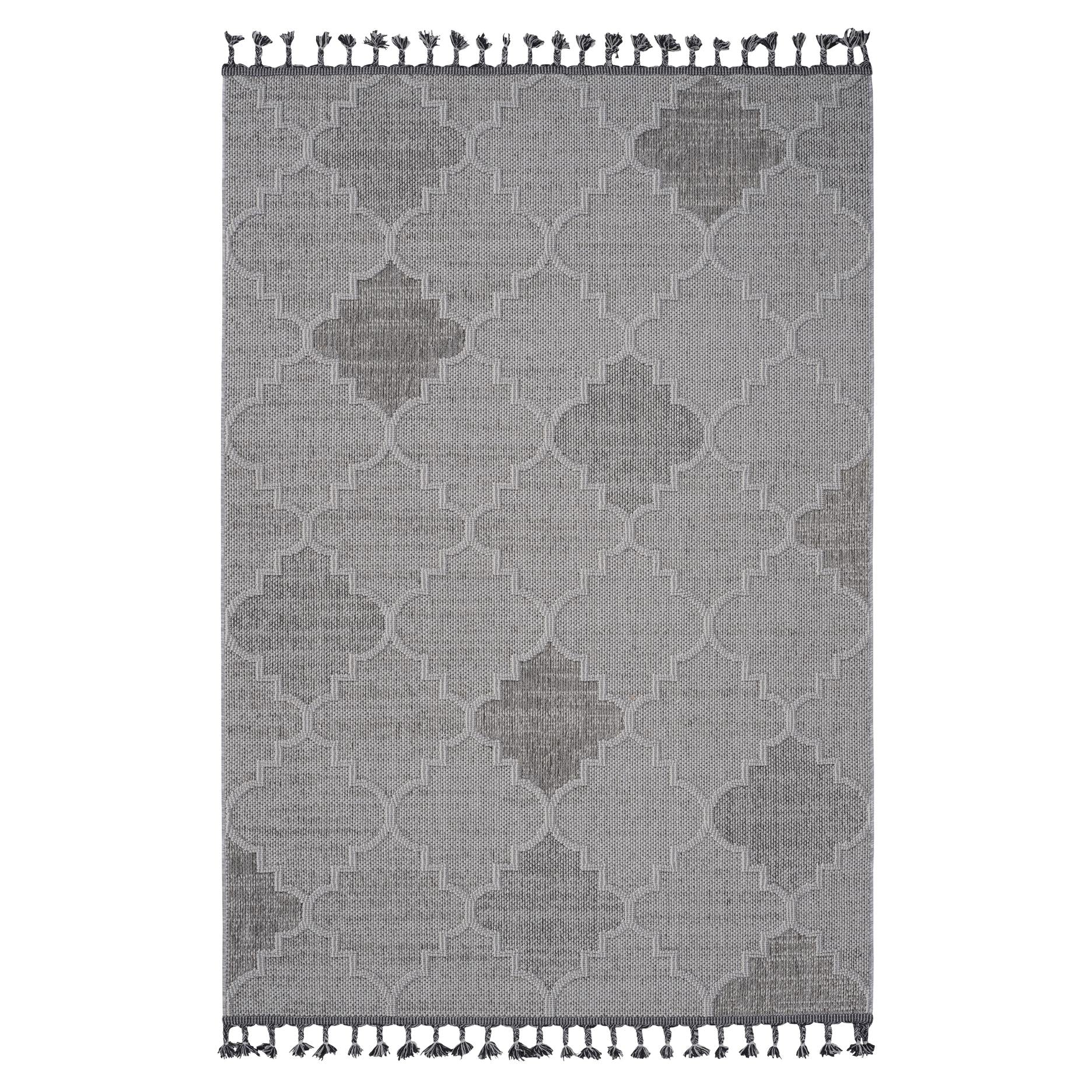 6x9 Stain-Resistant Area Rug with Easy Maintenance, Medium Pile Height, Kid and Pet-Friendly Carpet, 93" L x 79" W x 0.3" H, White+Gray