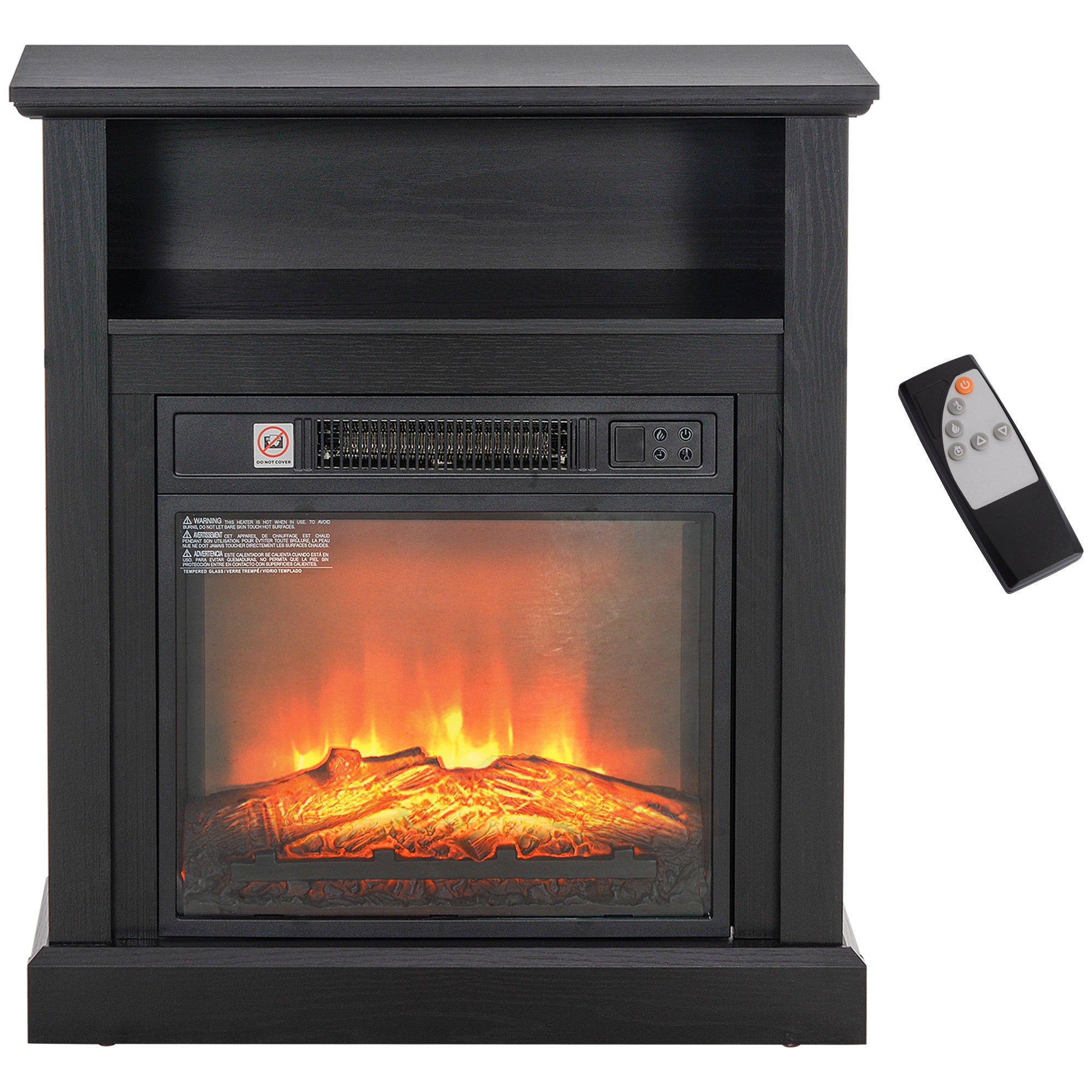 27" Freestanding Electric Fireplace with Mantel, 1400W Replaceable Fireplace Insert Heater with Timer, Black