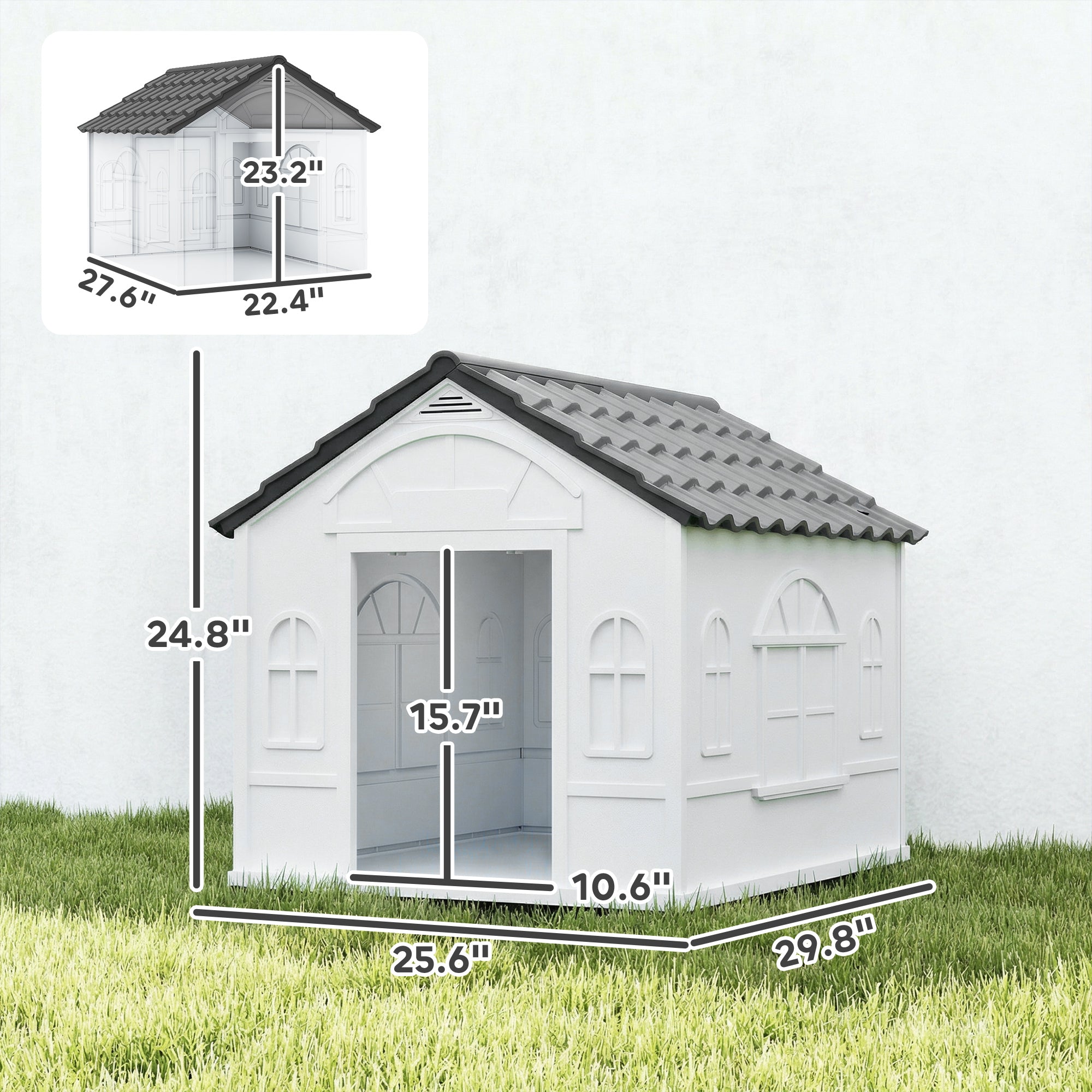 Pet House Water Resistant Puppy Shelter with Door for Indoor Outdoor, Easy to Assemble, for Small/Medium Dogs, Gray