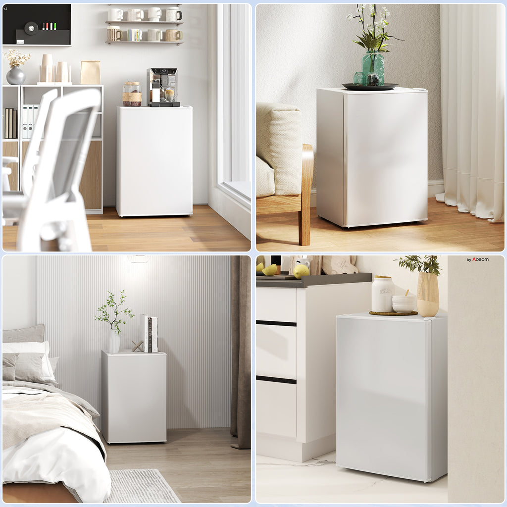 2.5 Cu.Ft Mini Fridge, Single Door Compact Refrigerator with Freezer, Adjustable Thermostat, Reversible Door, White