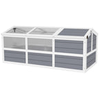 Wooden Tortoise Habitat Outdoor w/ Bottomless Design, Doors, PC Sun Panel Windows, for Small Animals, Rabbit, Light Gray