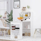 Computer Desk with 6-Tier Storage Shelves, Writing Desk Workstation with Bookshelf for Home Office, White