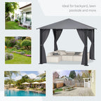 10' x 10' Patio Gazebo, Outdoor Gazebo Canopy Shelter with Netting & Curtains, Vented Roof, for Garden, Lawn, Backyard and Deck, Black