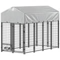 8' x 4' x 6' Outdoor Dog Kennel, Dog Kennel Outside Run with 360° Rotating Bowls, Waterproof & UV Resistant Cover
