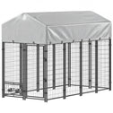 8' x 4' x 6' Outdoor Dog Kennel, Dog Kennel Outside Run with 360° Rotating Bowls, Waterproof & UV Resistant Cover