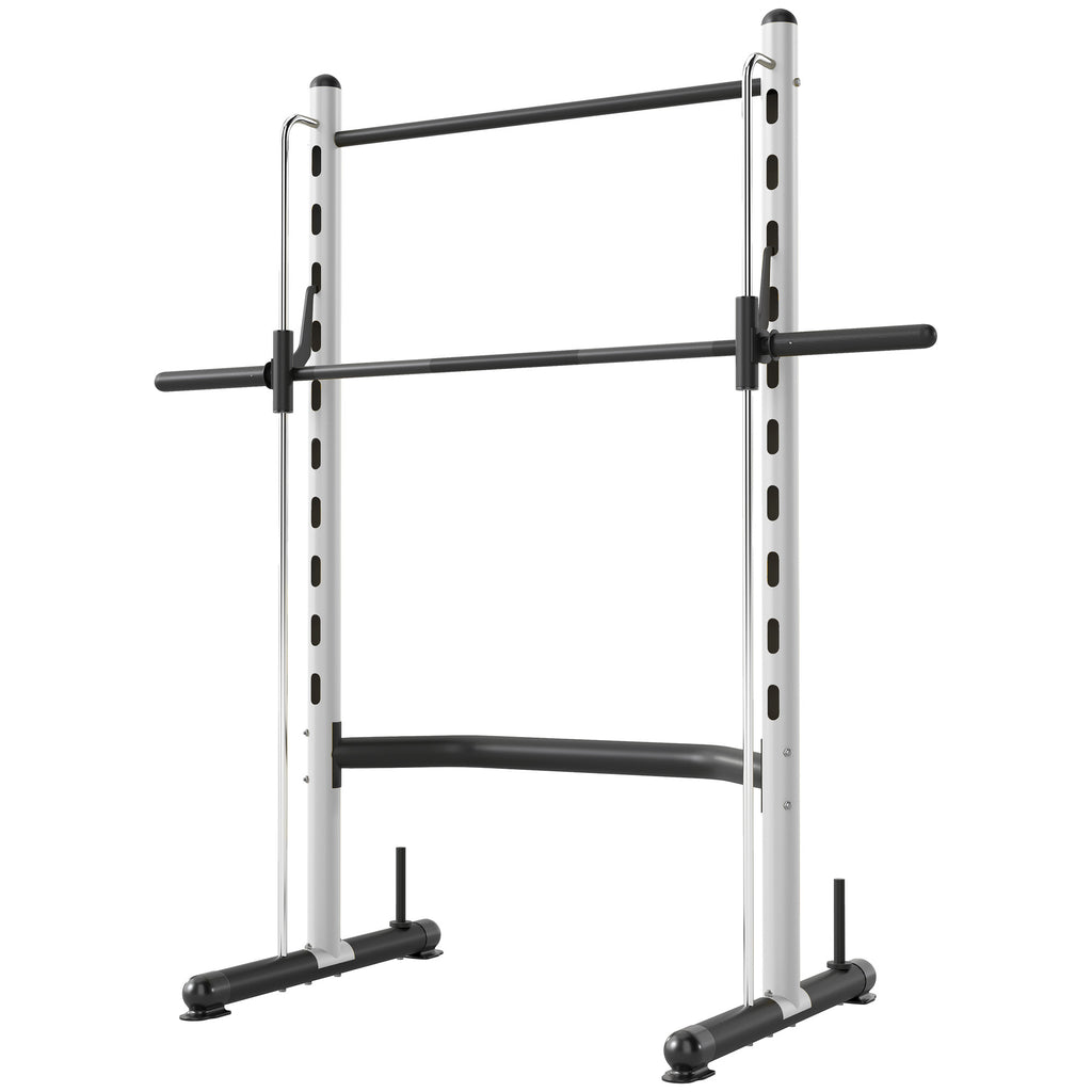 Squat Rack with Pull Up Bar and Barbell Bar Adjustable Bench Press Multi-Function Weight Lifting Half Rack, White