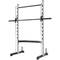 Squat Rack with Pull Up Bar and Barbell Bar Adjustable Bench Press Multi-Function Weight Lifting Half Rack, White