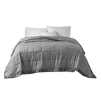 King Size Hypoallergenic Down Alternative Blanket with Satin Trim, Embossed Texture, Machine Washable, 108" L x 96" W x 0.25" H, Charcoal