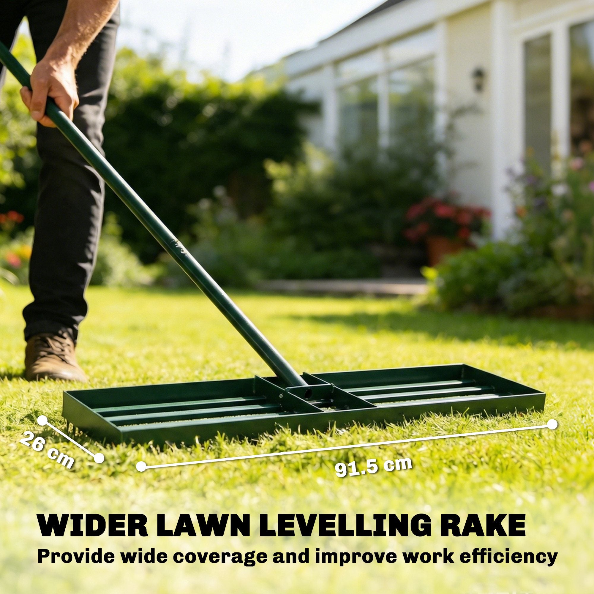 Lawn Leveling Rake, 36" x 10" Heavy Duty Yard Leveling Rake with 66.5" Handle for Backyard, Golf Course