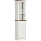 Farmhouse Bathroom Cabinet, Tall Storage Cabinet with Door and Adjustable Shelves, 15.5" x 11.75" x 63", White