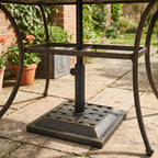 20 lbs Patio Market Umbrella Base Stand Resin Parasol Holder Square with Beautiful Decorative Pattern & Easy Setup, for Φ1.5", Φ1.89" Pole, for Beach, Lawn, Deck, Backyard, Garden, Bronze