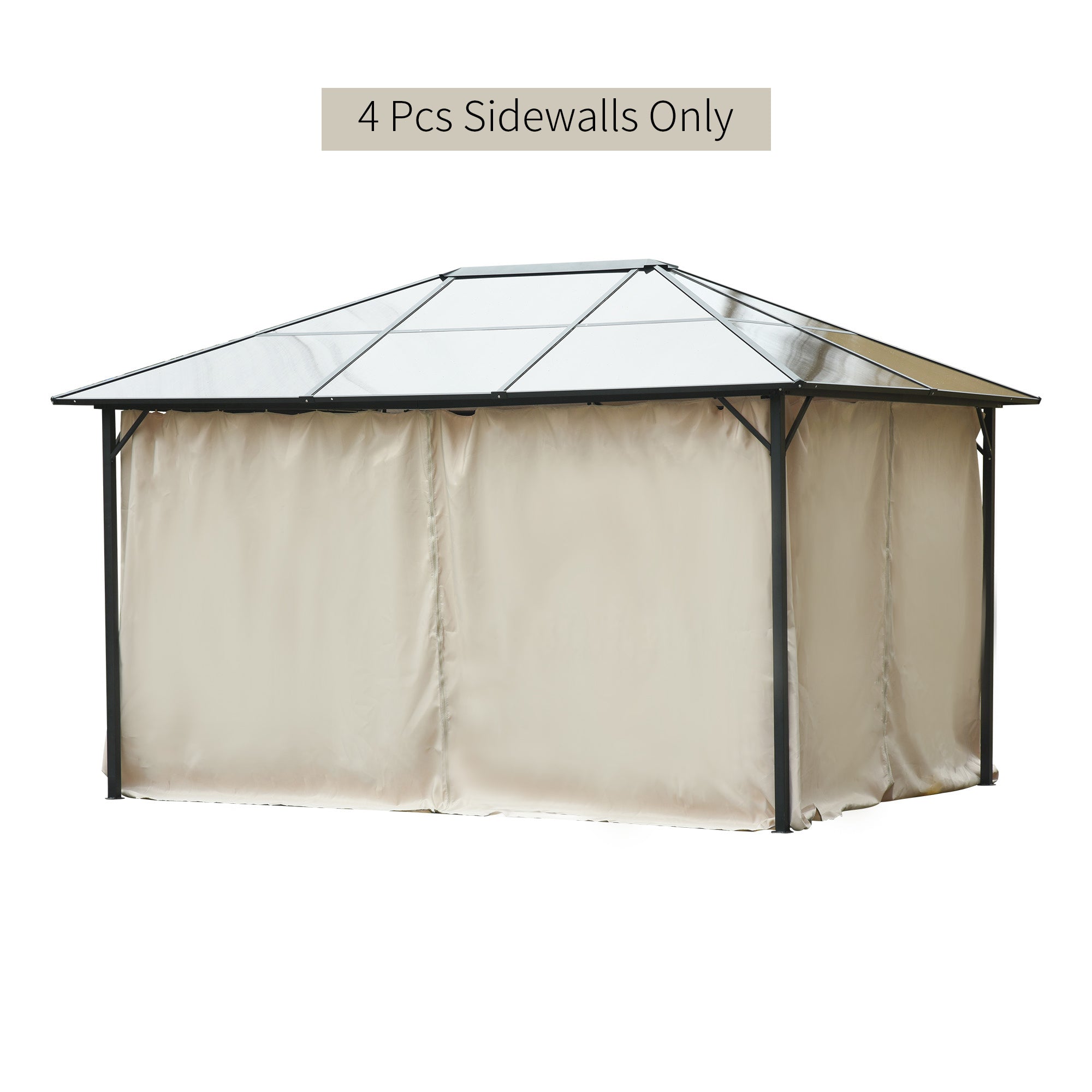 9.84' x 11.8' Gazebo Sidewall Set with Hooks/C-Rings, Beige
