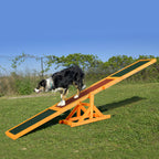 Wooden Dog Agility Seesaw for Balance Training and Exercise, Platform Equipment Run Game Toy, Weather Resistant Pet Supplies, for Outdoor Backyard, 71" L x 12" W x 12" H, Natural