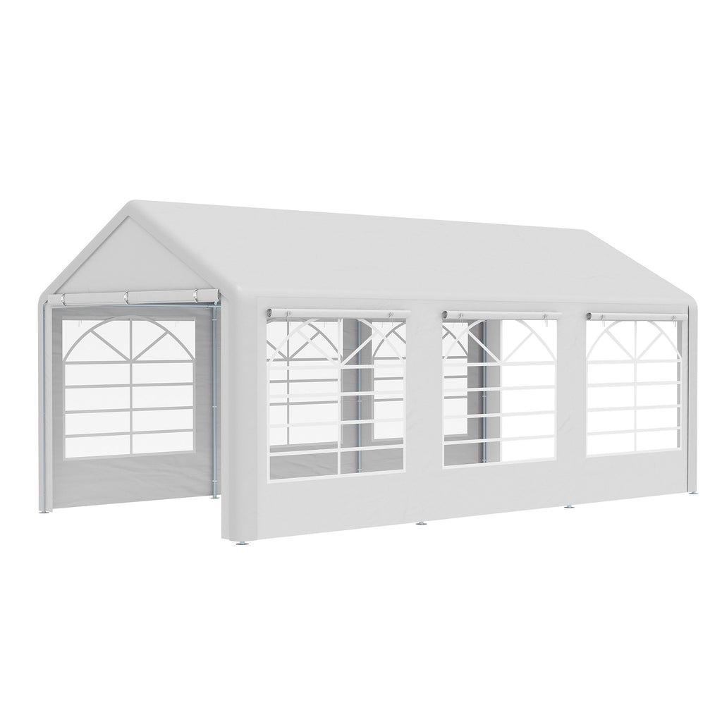 10' x 20' Heavy Duty Party Tent & Carport with Removable Sidewalls and Double Doors, Large Canopy Tent, Sun Shade Shelter, for Parties, Wedding, Outdoor Events, BBQ, White