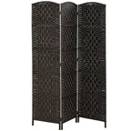 Room Divider, 3 Panel Folding Privacy Screen, 70.9" Tall Portable Weave Partition Wall Divider for Bedroom, Coffee