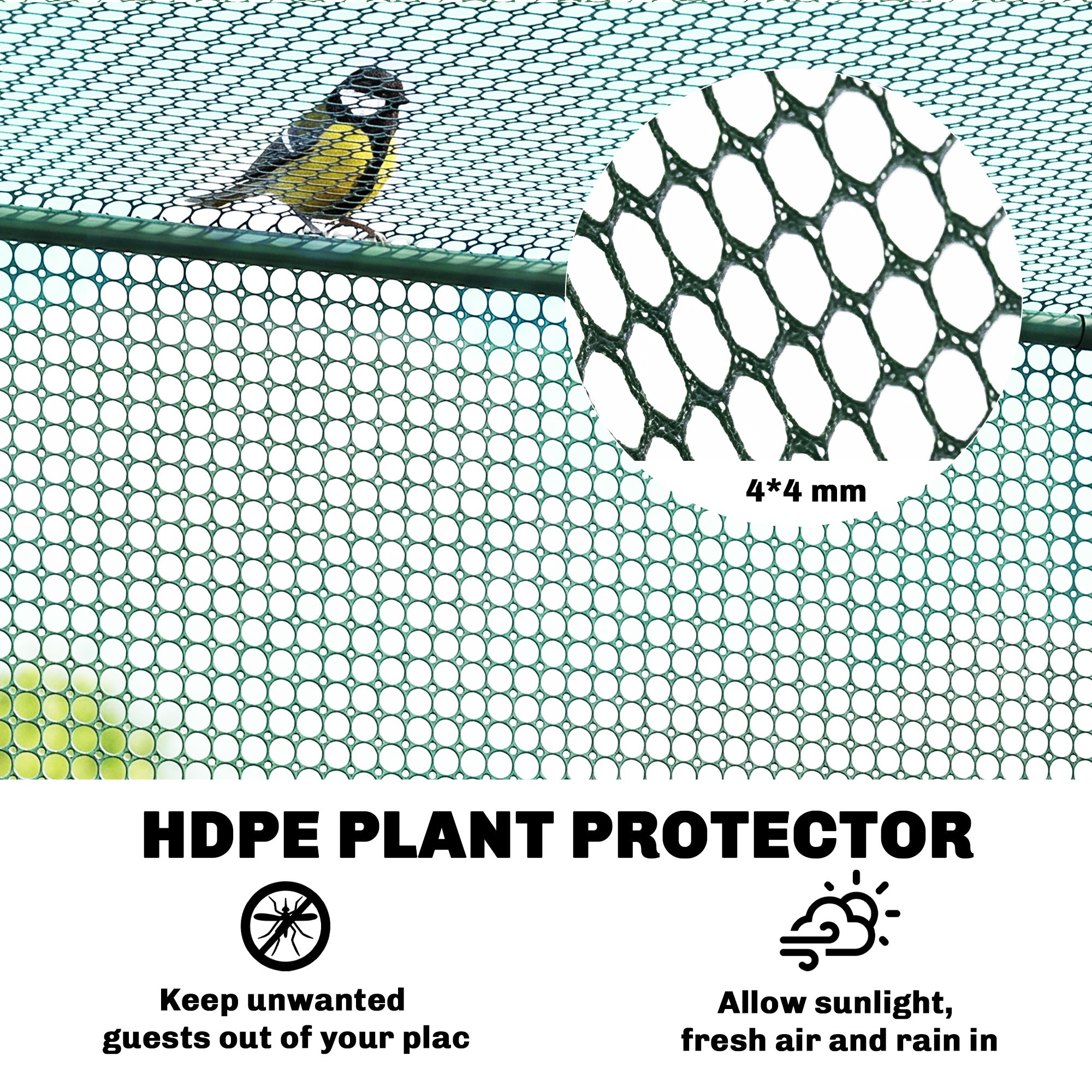 6 x 3ft Crop Cages for Garden, Plant Protectors from Animals, Two Zippered Doors, Storage Bag, 6 Ground Stakes, Green