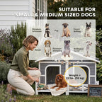 Dog House Outdoor, Wooden Dog Kennel Weatherproof with Porch, Openable Roof, Removable Bottom, Elevated Floor, Double Room for 2 Small to Medium Breeds, Gray