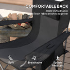 Folding Rocking Camping Chairs, Portable Chairs with Headrest, Cooler Bag, Cup Holder, Carry Bag, 2 Pack, Black