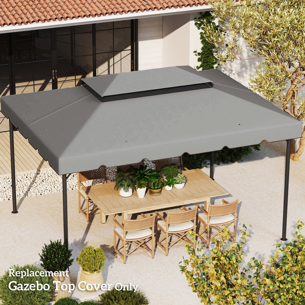 Model 84C-101 or 84C-144 13' x 10' Gazebo Replacement Canopy, Gazebo Top with Double Vented Roof (TOP ONLY), Gray