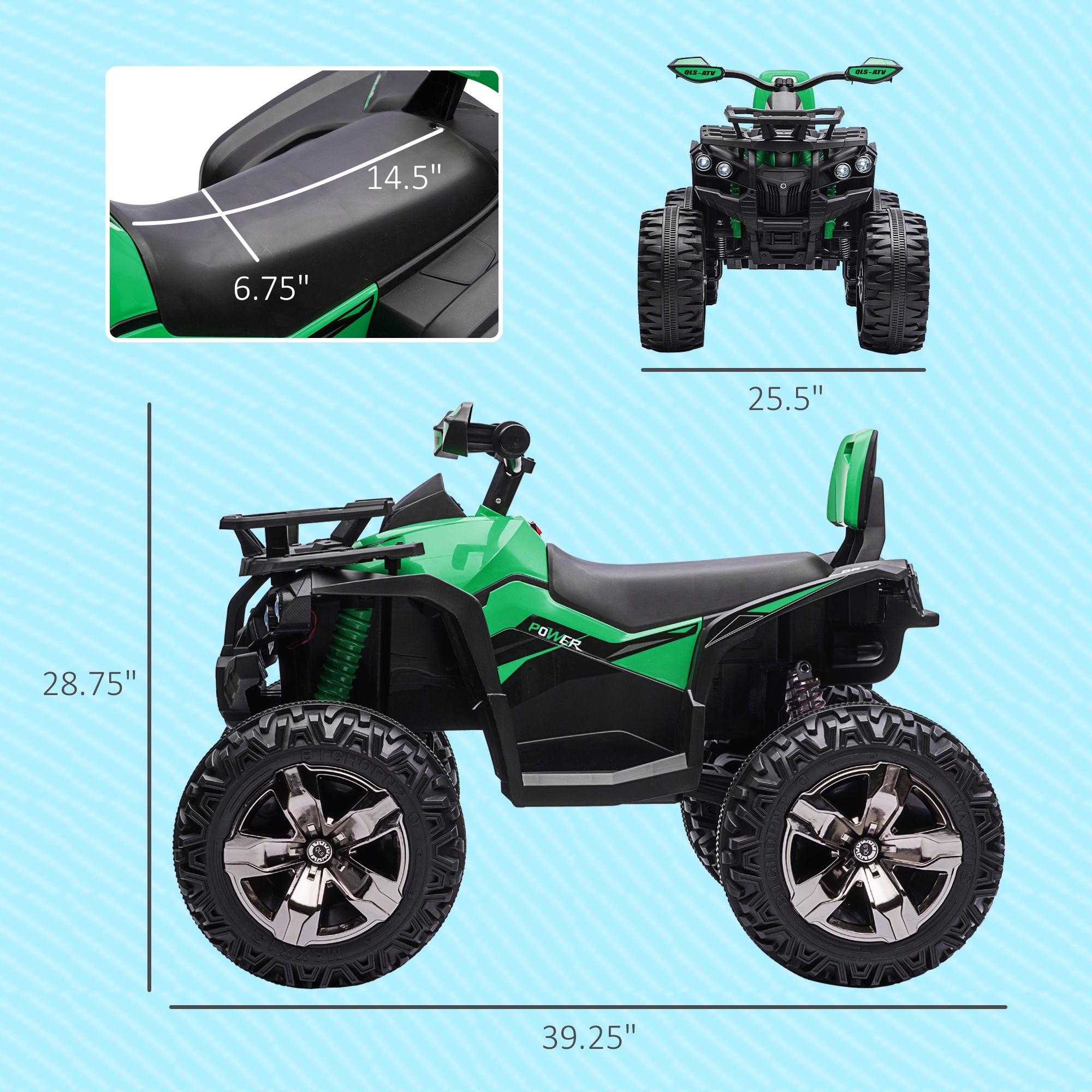 12V 4 Wheeler Kids ATV with Music, Headlights for 37-60 Months Boys and Girls, Green
