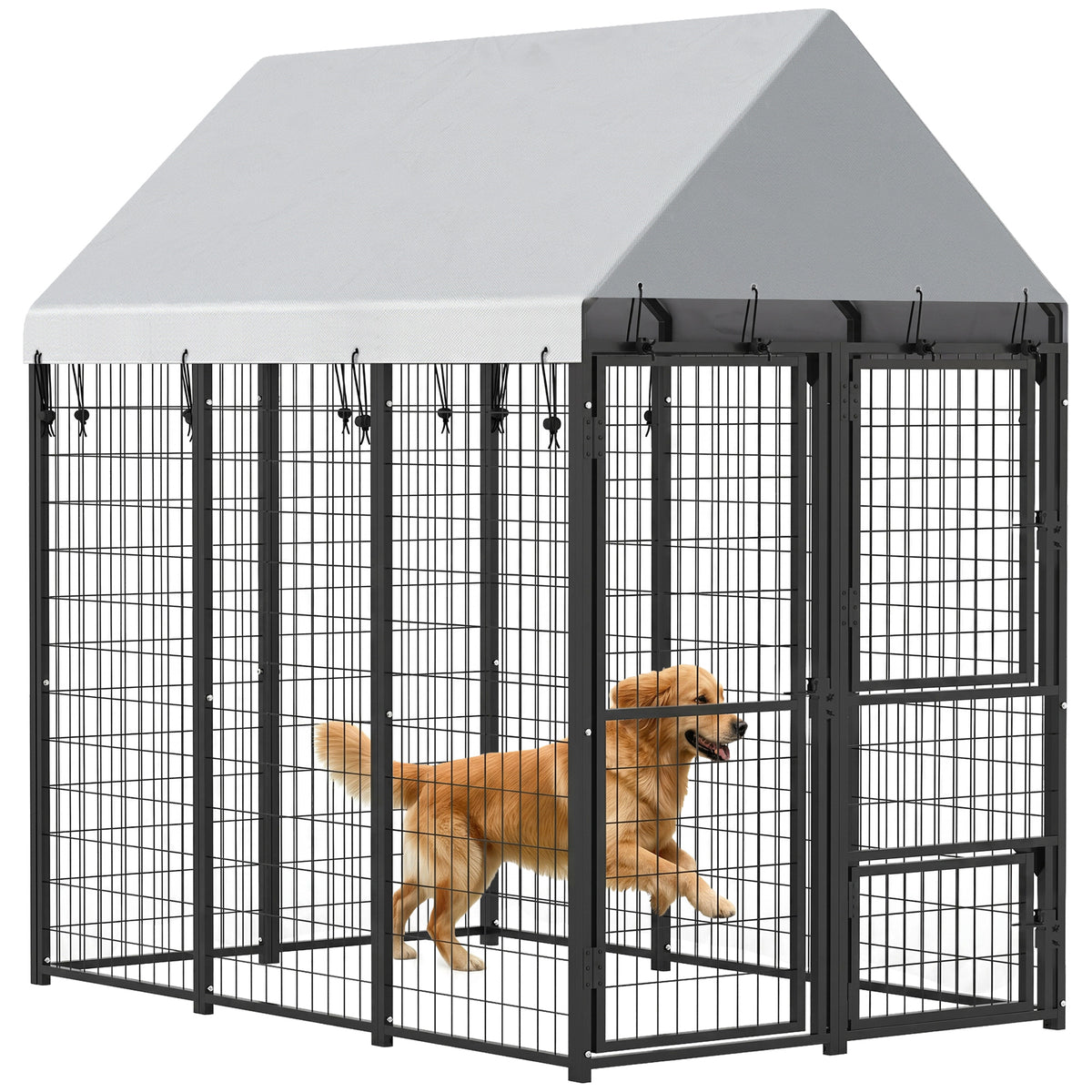 Large Dog Kennel Outdoor with Roof, 3 Doors, Expandable Heavy Duty Dog Kennel Dog Run for All Breed Sizes, 6' x 4' x 6'