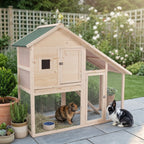 55" L 2-Tier Wooden Rabbit Hutch Bunny Cage