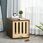 Furniture Style Dog Crate End Table with Removable Door Panel, Dog Crate Bed with Foam Cushion, Safety Lock, Indoor Use, for Small & Medium Dogs, Brown