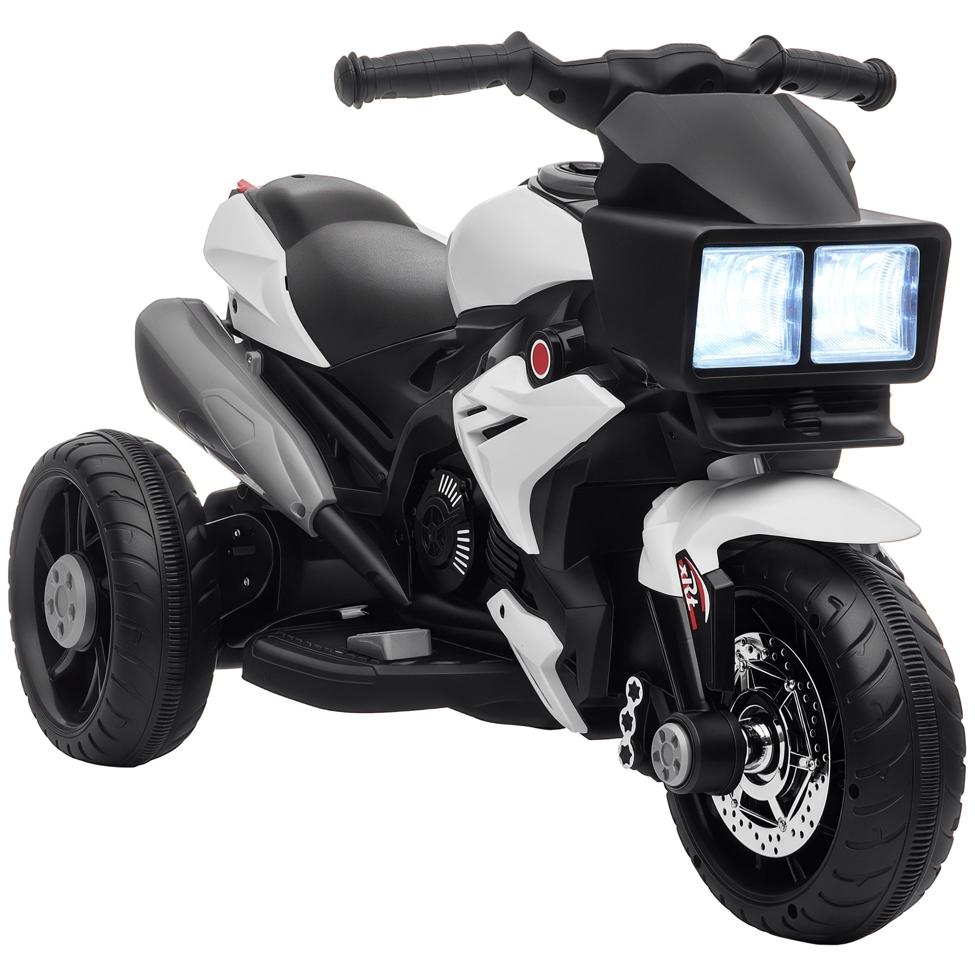 6V Kids Motorcycle, Battery-Operated Mini Electric Motorbike with Forward/Reverse Switch, Horn, White