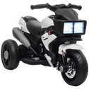 6V Kids Motorcycle, Battery-Operated Mini Electric Motorbike with Forward/Reverse Switch, Horn, White