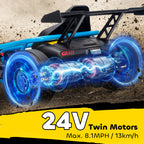 24V 7AH Kids Electric Go Kart, 8.1 MPH Battery Powered Drift Kart with Dual Motors, Soft Start for 8-12 Years, Blue