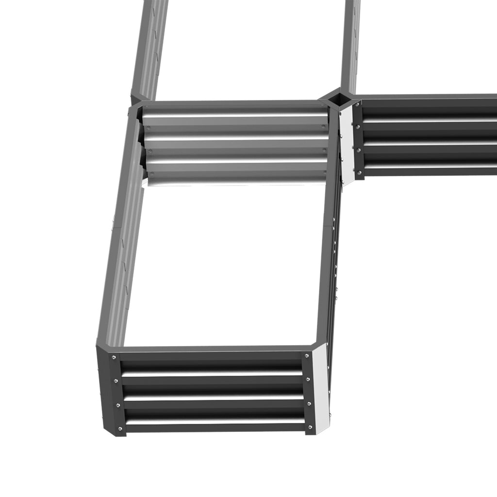 Steel Raised Garden Bed, Set of 5 Large Box Planters for Outdoor Plants Vegetables Flowers Herbs, 8x8x1ft, Gray