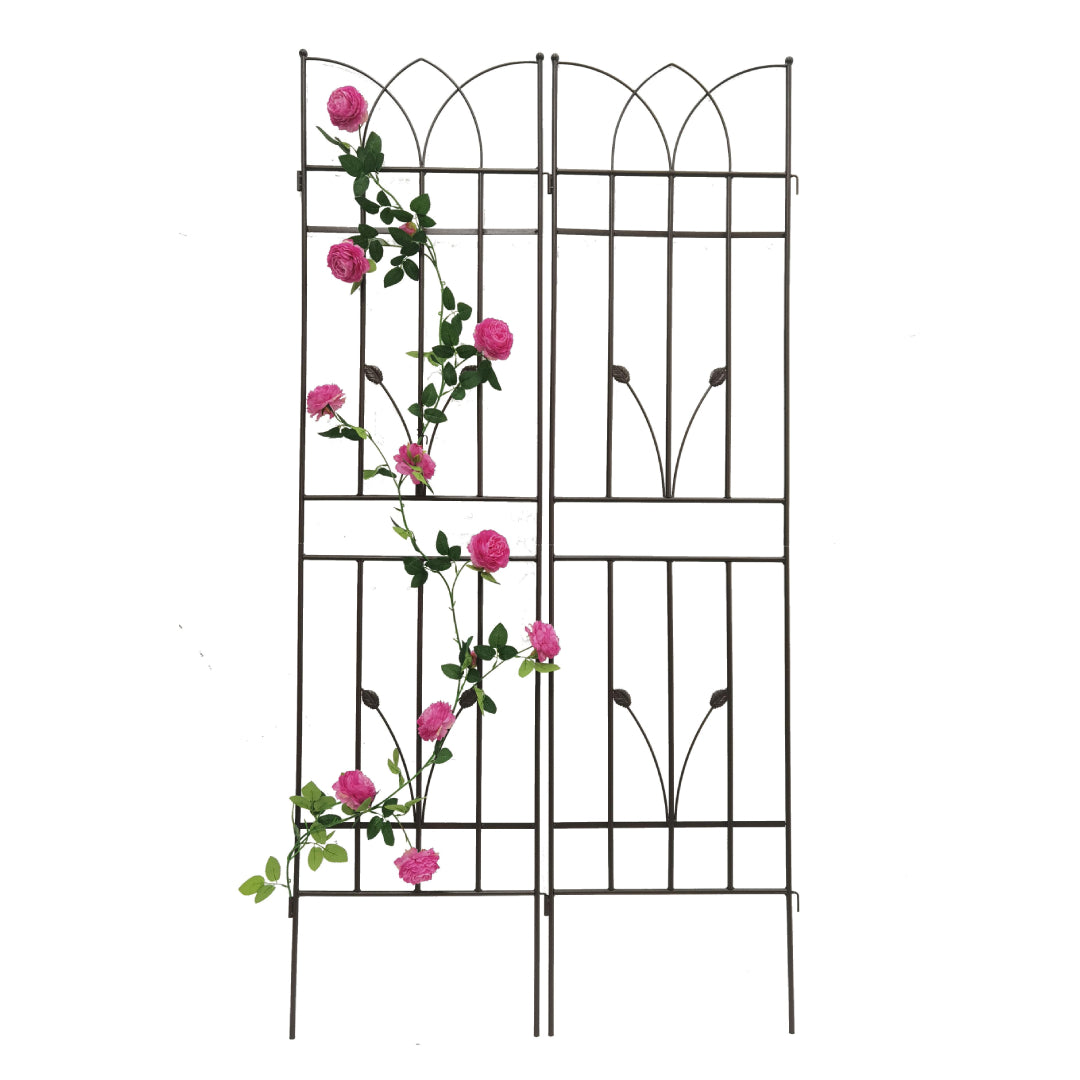 4 Pack Metal Garden Trellis with Rustproof Feature, for Climbing Plant Support, Easy Assembly, Brown