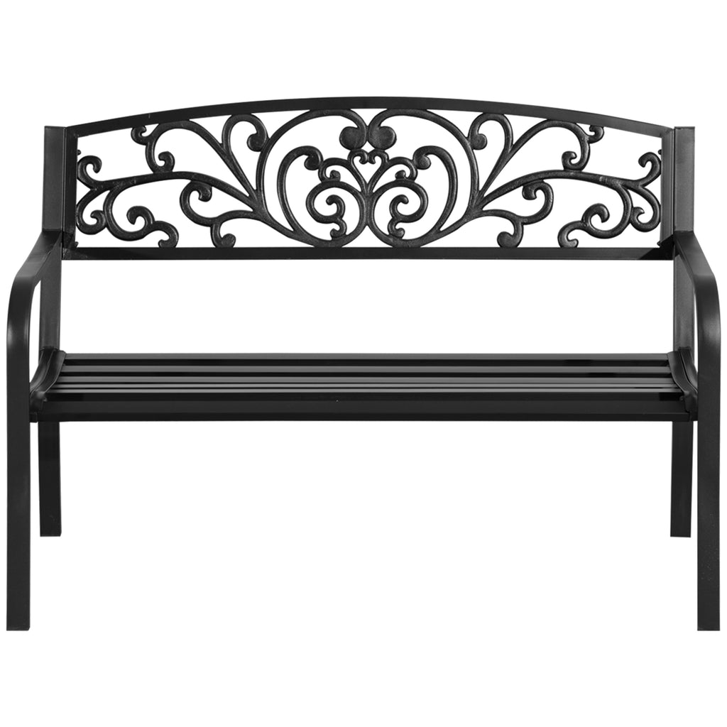 50" Blossoming Pattern Garden Decorative Patio Park Bench with Beautiful Floral Design & Relaxing Comfortable Build