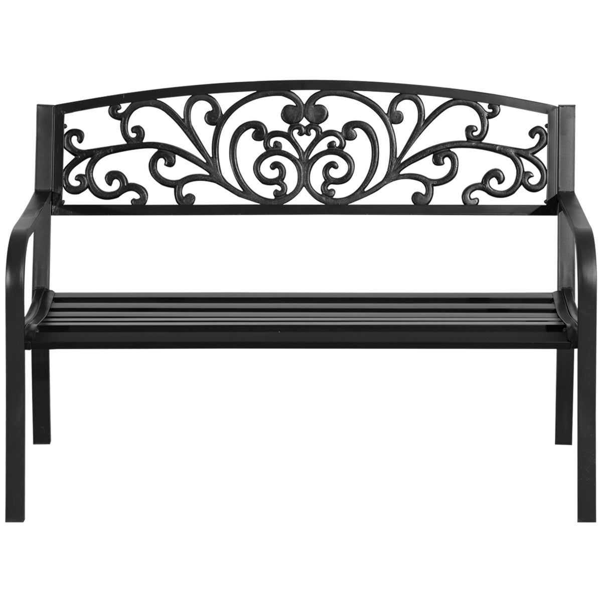 50" Blossoming Pattern Garden Decorative Patio Park Bench with Beautiful Floral Design & Relaxing Comfortable Build