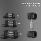 Hex Rubber Dumbbell Set for No Rolling